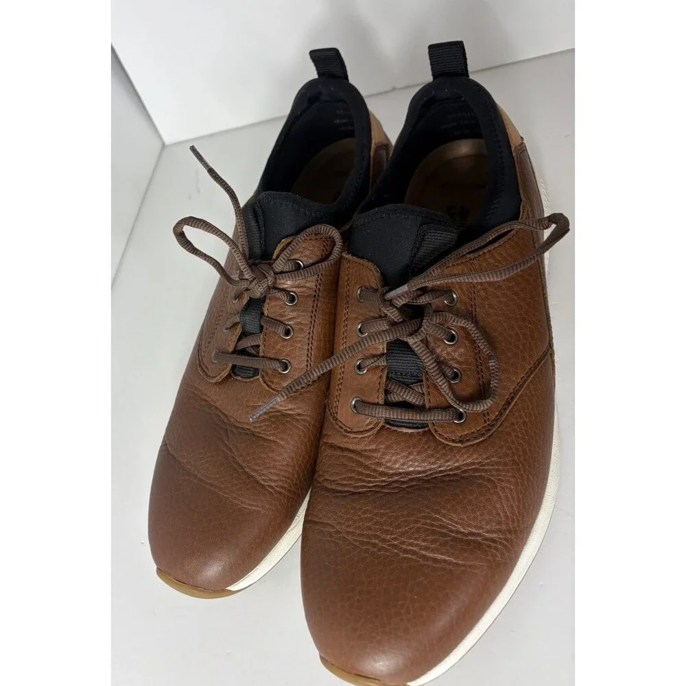 Johnston & Murphy Keating Plain Toe Pebble Leather Sneakers Brown Men’s Size 12M